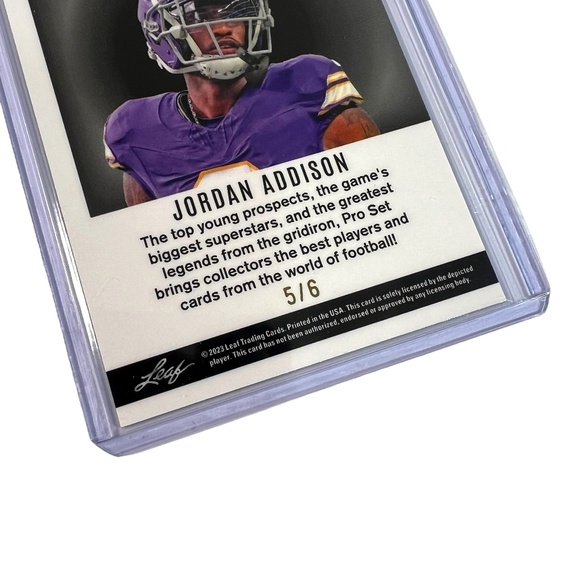 Jordan Addison 2023 Pro Set Leaf Trading Purple Crystal /6 No. RB-53 Vikings - Picture 5 of 5